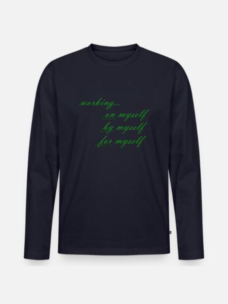 working on myself - Männer Premium Bio Langarmshirt - Navy
