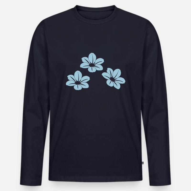 Blumen - Männer Premium Bio Langarmshirt - Navy