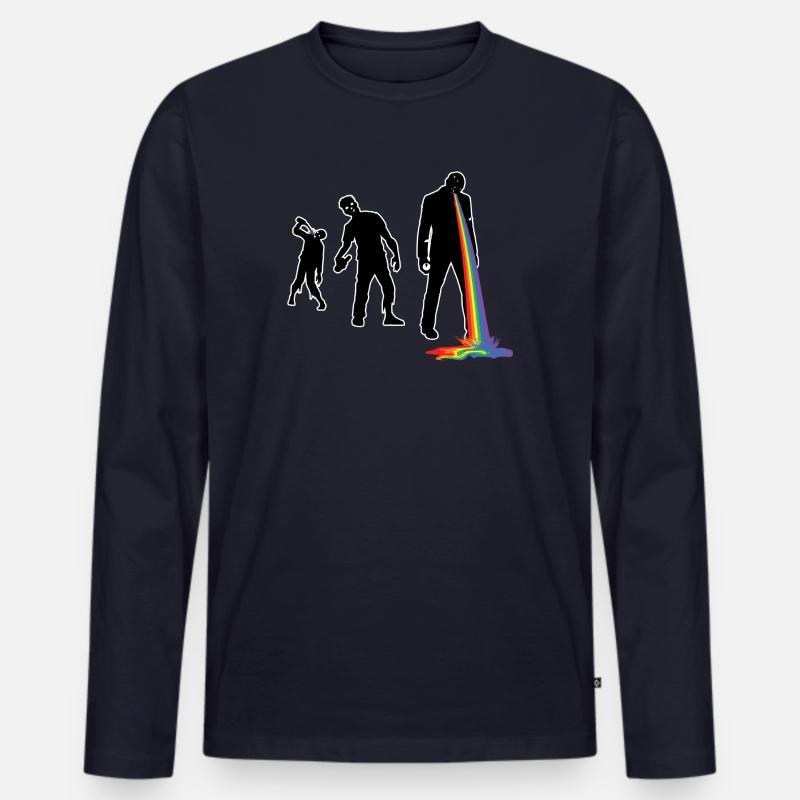 walking drunken rainbow - Männer Premium Bio Langarmshirt - Navy