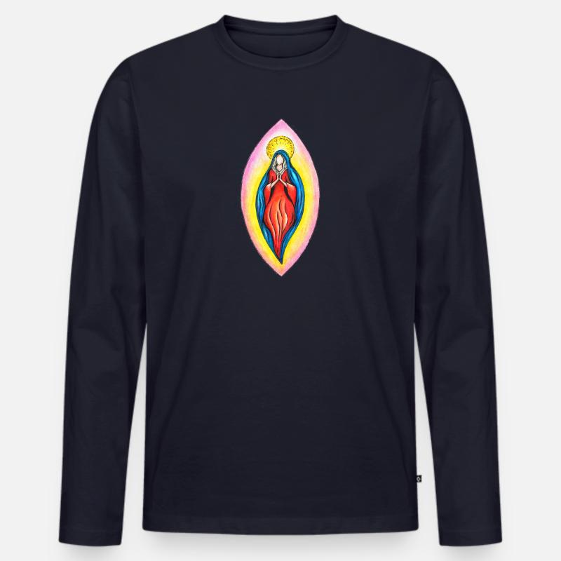 Vulva Maria - Männer Premium Bio Langarmshirt - Navy