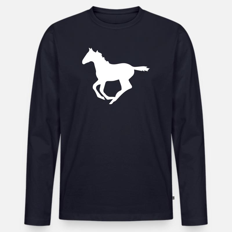 pferd - Männer Premium Bio Langarmshirt - Navy