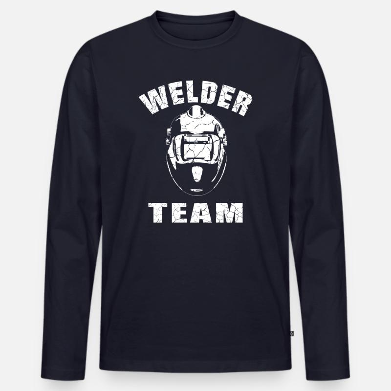 Welder Team Design - Männer Premium Bio Langarmshirt - Navy