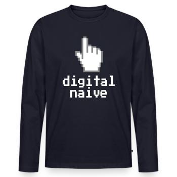 Digital naive - Männer Premium Bio Langarmshirt - Navy - Vorne - Nico (187cm)