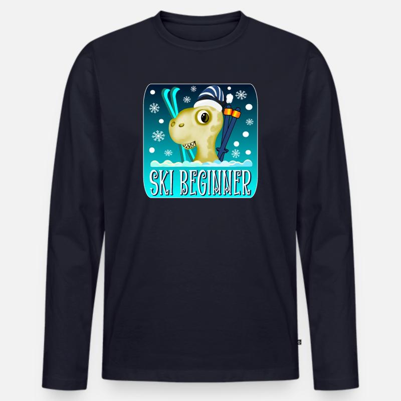 SKI BEGINNER - WINTER DINOSAURIER - Männer Premium Bio Langarmshirt - Navy