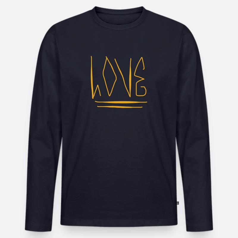 Kapuzenpullover mit Aufschrift Love - Männer Premium Bio Langarmshirt - Navy