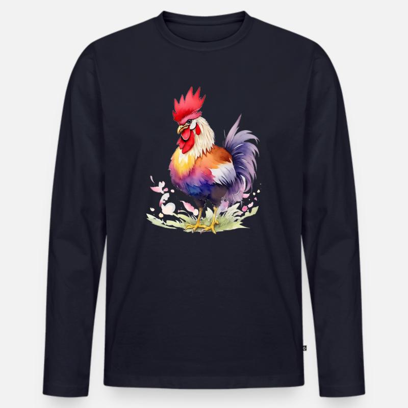 Stolzer Hahn - Männer Premium Bio Langarmshirt - Navy