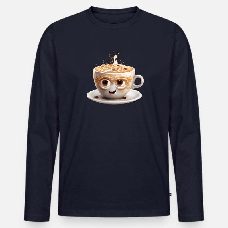 Süße Kaffeetasse - Männer Premium Bio Langarmshirt - Navy