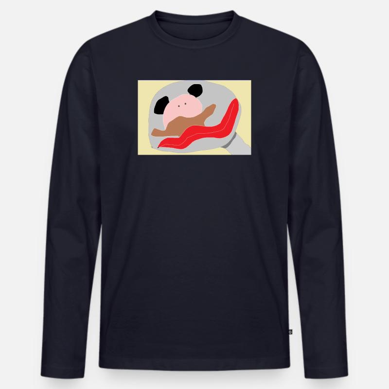 Panda mit roter Zunge - Männer Premium Bio Langarmshirt - Navy