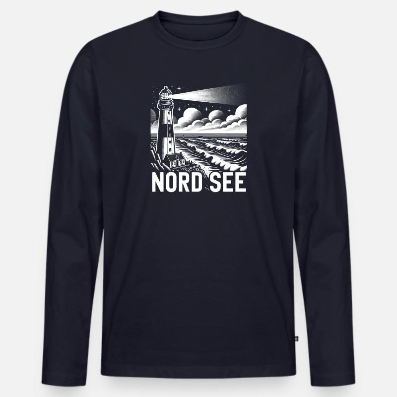 Nordsee - Männer Premium Bio Langarmshirt - Navy