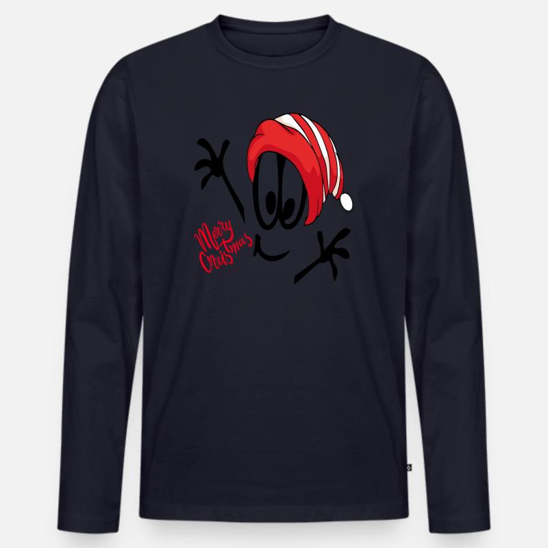 Weihnachtsmann Merry Christmas Comic - Männer Premium Bio Langarmshirt - Navy