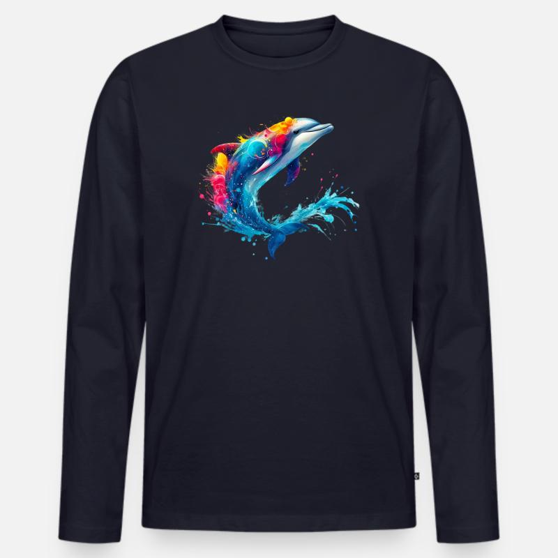 Delfin - Männer Premium Bio Langarmshirt - Navy