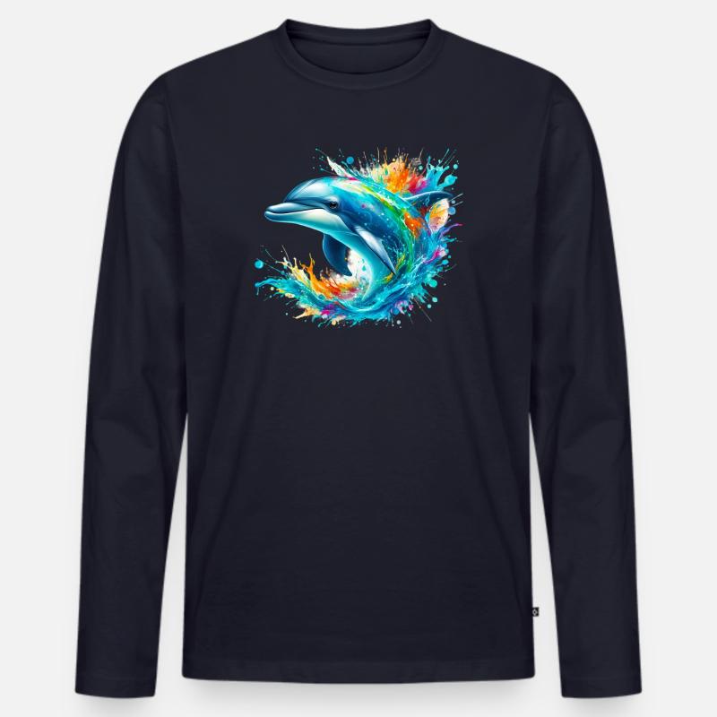 Delfin - Männer Premium Bio Langarmshirt - Navy