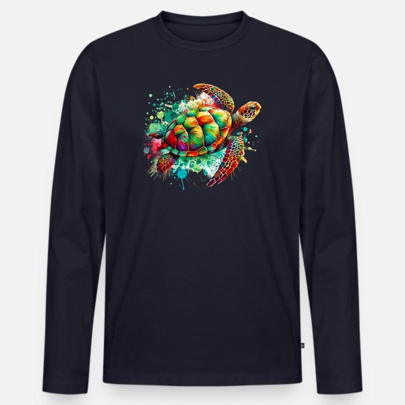 Schildkröte - Männer Premium Bio Langarmshirt - Navy