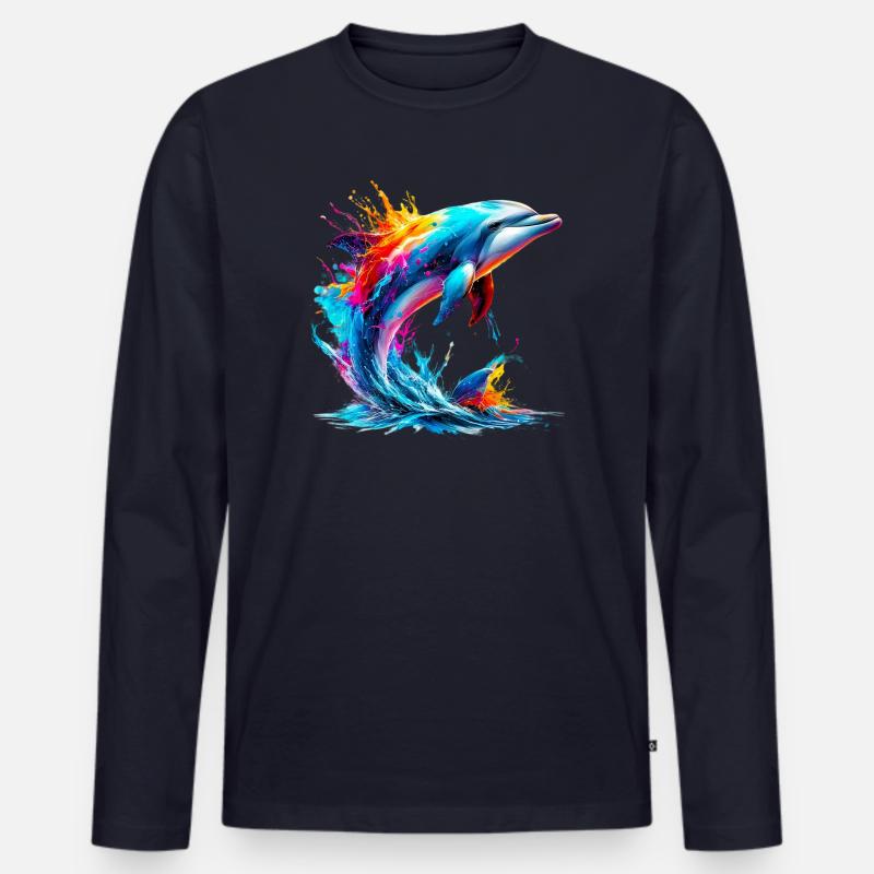 Delfin - Männer Premium Bio Langarmshirt - Navy