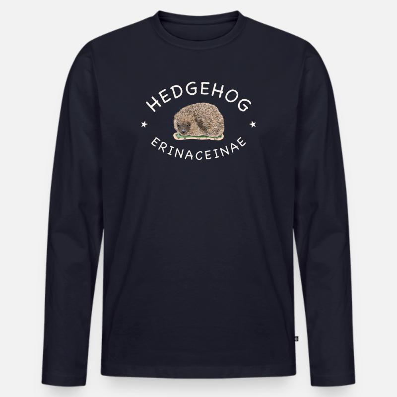 Echter Igel, wissenschaftlicher Name, Englisch - Männer Premium Bio Langarmshirt - Navy