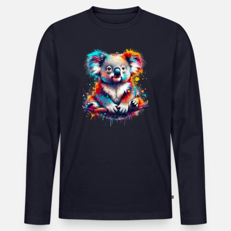 Koala - Männer Premium Bio Langarmshirt - Navy