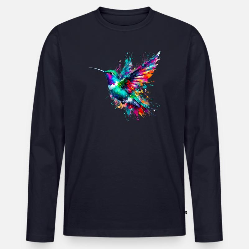 Kolibri - Männer Premium Bio Langarmshirt - Navy