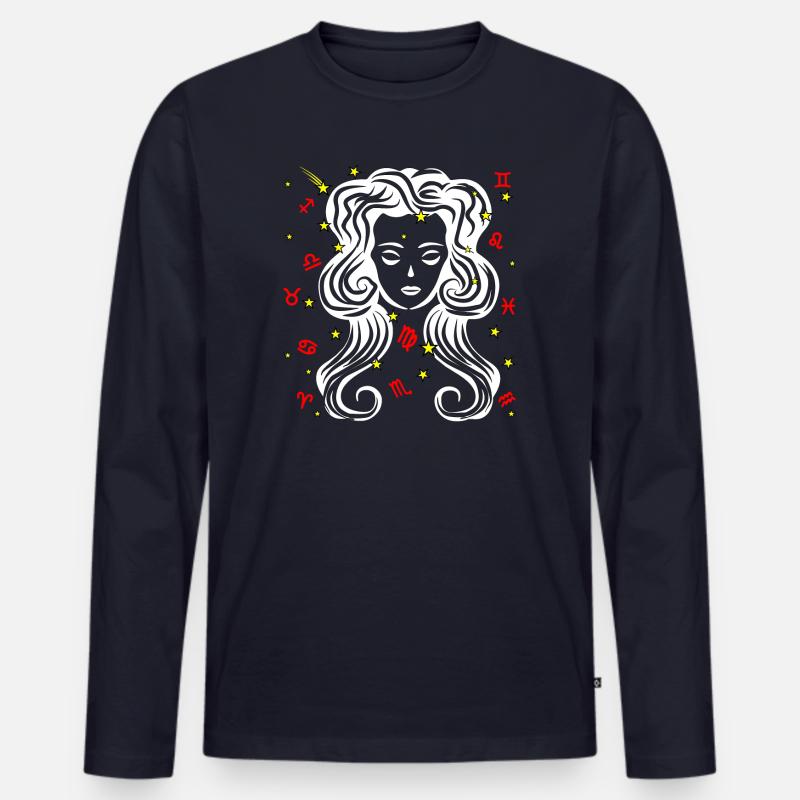 Jungfrau-Farbe - Männer Premium Bio Langarmshirt - Navy