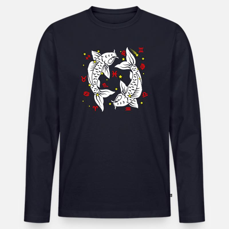 Fischfarbe - Männer Premium Bio Langarmshirt - Navy