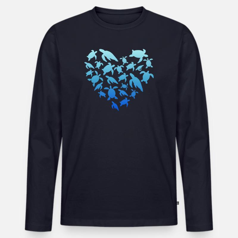 Turtle Love - Männer Premium Bio Langarmshirt - Navy