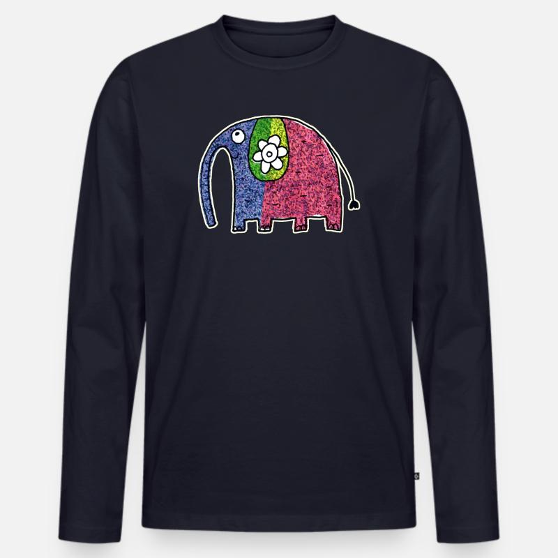 Süßer bunter Elefant Eli - Männer Premium Bio Langarmshirt - Navy