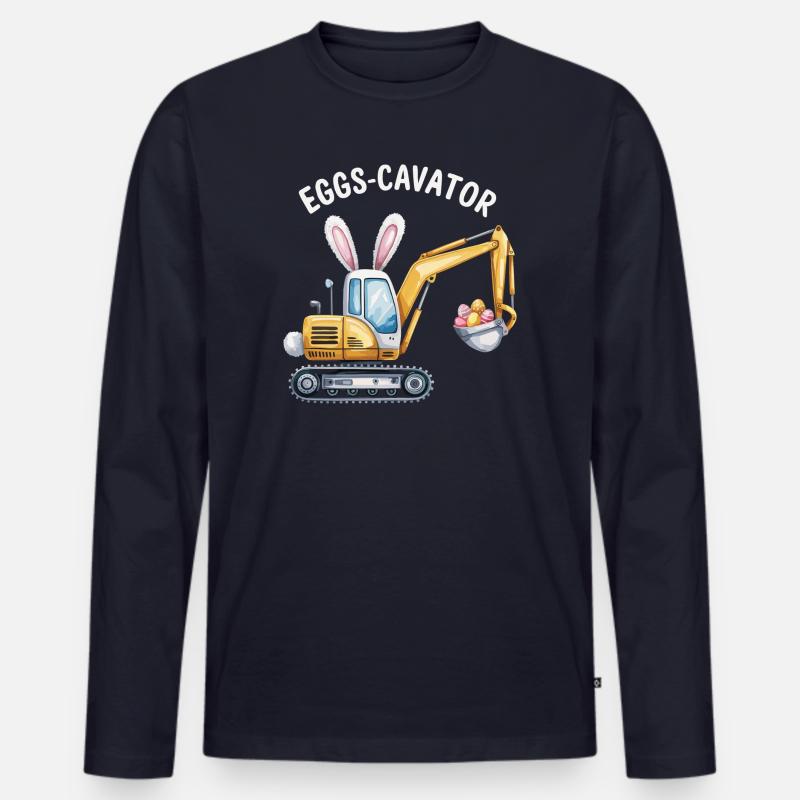 Eggs-cavator Oster-Bagger mit Hasenohren - Männer Premium Bio Langarmshirt - Navy