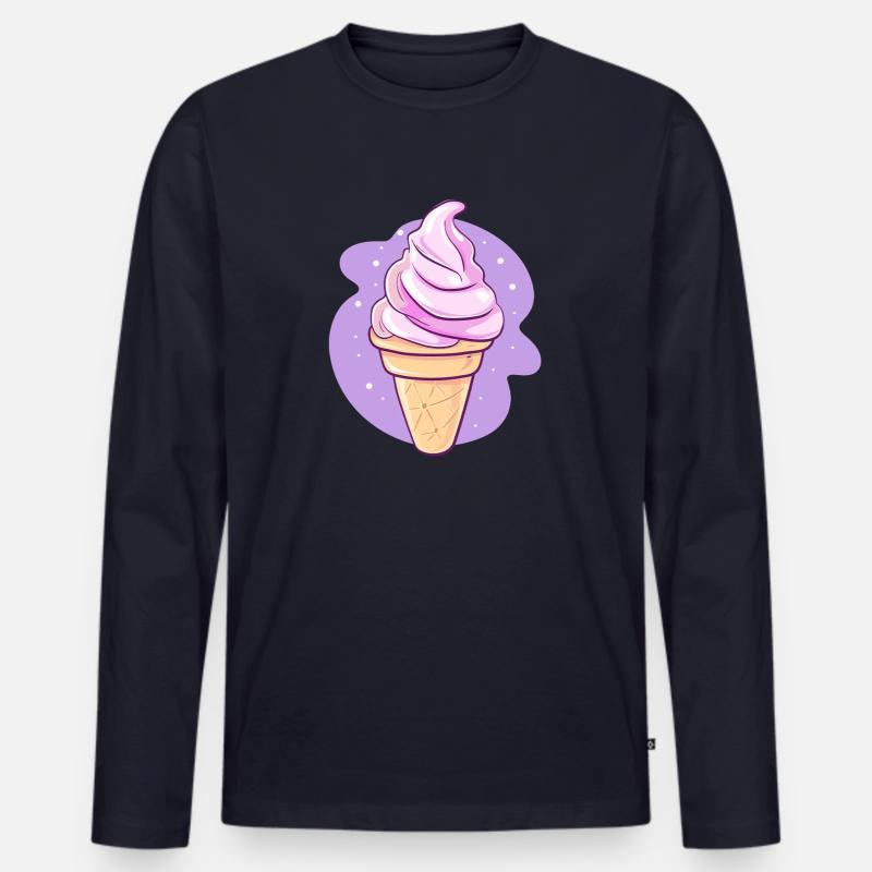 Pinkes Softeis - Männer Premium Bio Langarmshirt - Navy