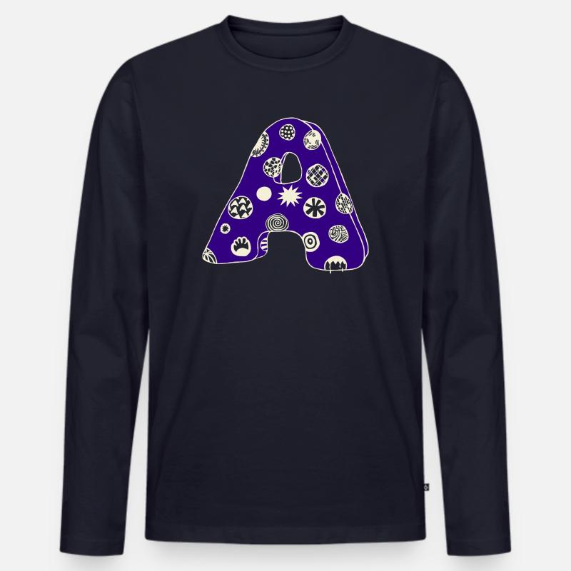 Buchstabe A mit Charakter in blau - Männer Premium Bio Langarmshirt - Navy