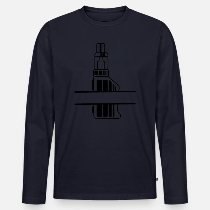Vape-Silhouette mit Textfeld - Männer Premium Bio Langarmshirt - Navy