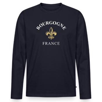 Bourgogne France France - T-shirt manches longues Premium bio Homme - bleu marine - Devant - Nico (187cm)