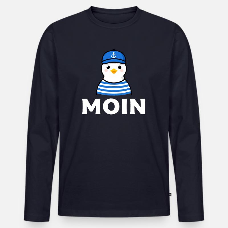 Moin Möwe im Sailor-Stil - Männer Premium Bio Langarmshirt - Navy