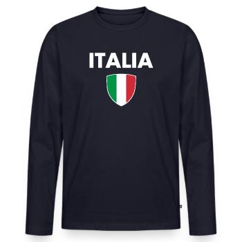 Armoiries de l’Italie - Italie - Italie - Italia - T-shirt manches longues Premium bio Homme - bleu marine - Devant - Nico (187cm)