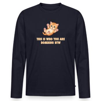 Anti War Stop - Bombing Crying Kitten - Men's Premium Organic Long Sleeve Shirt - navy - Front - Nico (187cm)