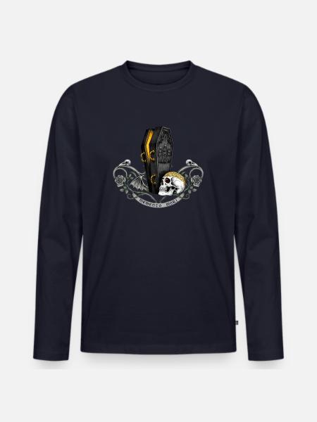 Memento Mori Sargskull Gothic - Männer Premium Bio Langarmshirt - Navy