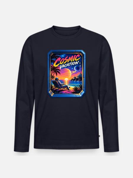 Kosmischer Urlaub - Männer Premium Bio Langarmshirt - Navy