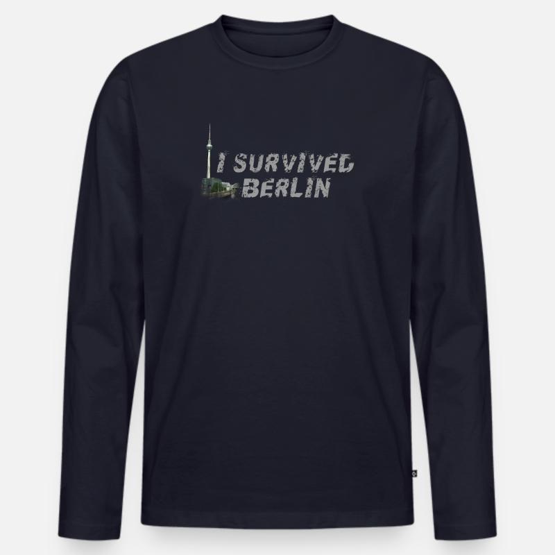 I survived Berlin - Männer Premium Bio Langarmshirt - Navy