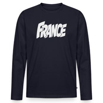 Frankreich, France Bold Comic Typography - Männer Premium Bio Langarmshirt - Navy - Vorne - Nico (187cm)