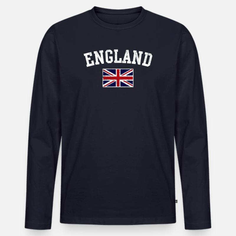 England-Wappen Union Jack - Männer Premium Bio Langarmshirt - Navy