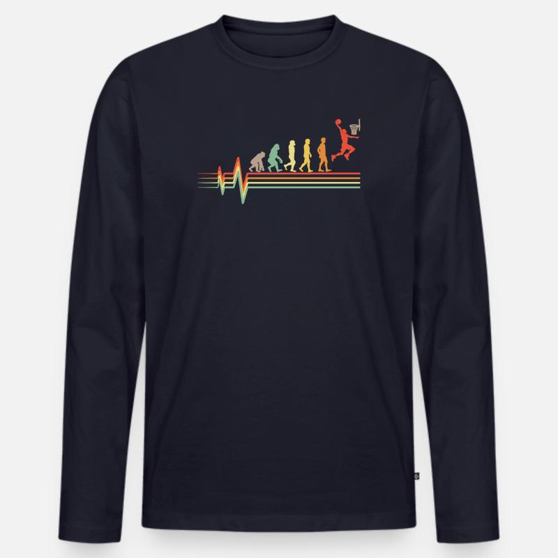 Basketball Evolution Retro EKG Herzschlag Geschenk - Männer Premium Bio Langarmshirt - Navy
