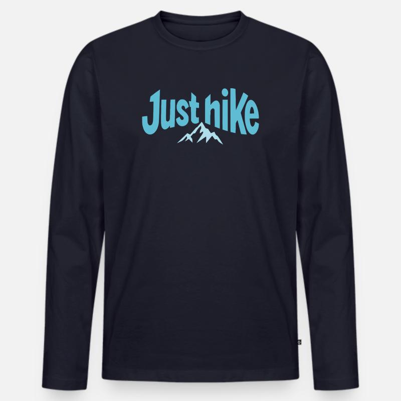 Just Hike Design mit Berg - Männer Premium Bio Langarmshirt - Navy