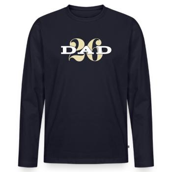 Dad 26 Baby Vater Vatertag Geschenk Papa 2026 - Männer Premium Bio Langarmshirt - Navy - Vorne - Nico (187cm)