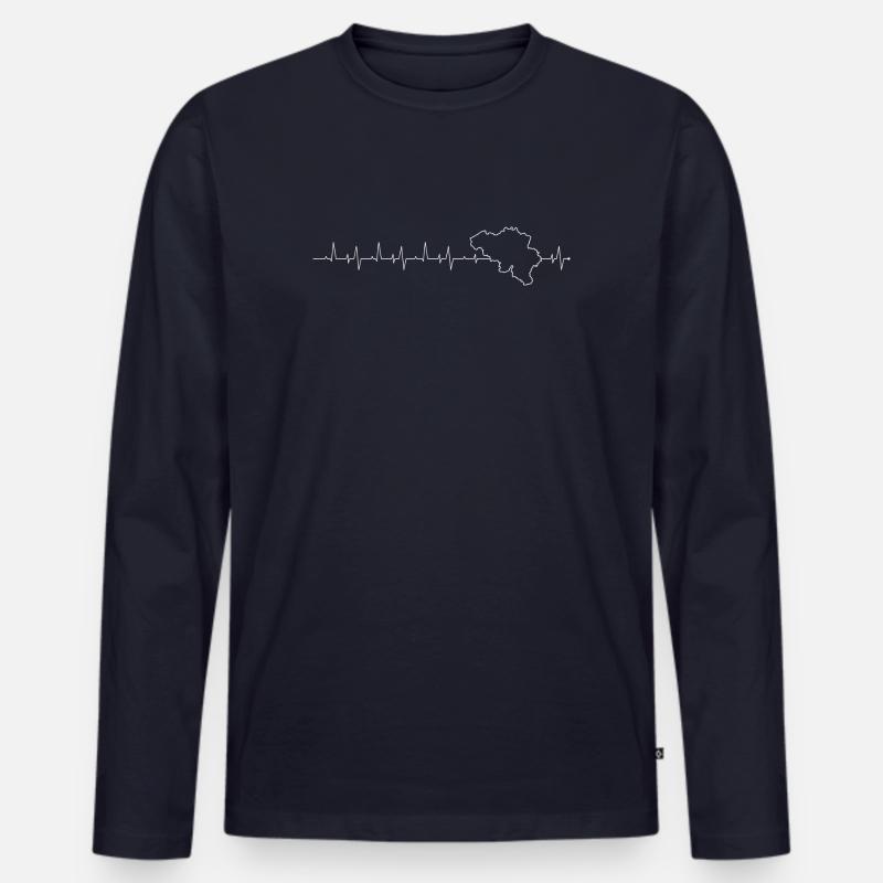 Herzschlag-Karten-Silhouette - Männer Premium Bio Langarmshirt - Navy