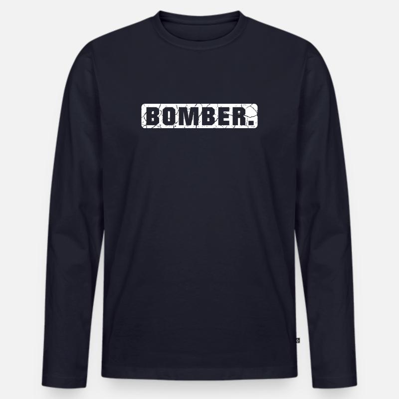 BOMBER - Männer Premium Bio Langarmshirt - Navy