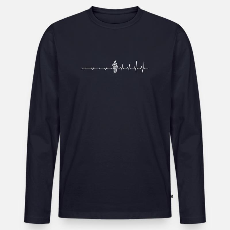 Heartbeat Eiscreme-Liebe - Männer Premium Bio Langarmshirt - Navy