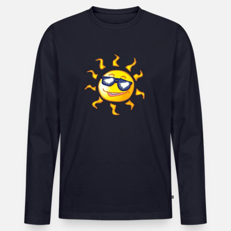 Coole Comic Sonne - Männer Premium Bio Langarmshirt - Navy