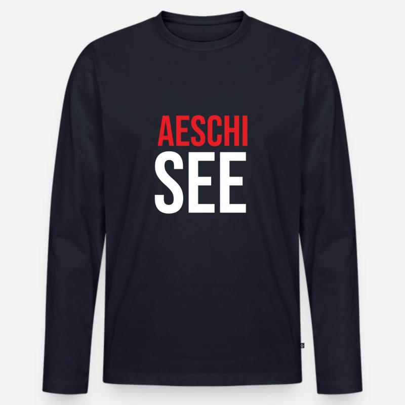 Aeschisee Souvenir - Männer Premium Bio Langarmshirt - Navy