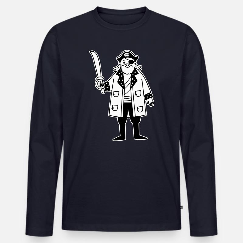Pirat - Männer Premium Bio Langarmshirt - Navy