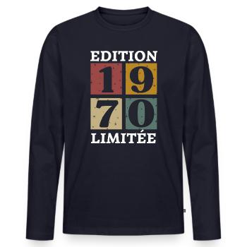 Edition limitée 1970 né e en 1970 - T-shirt manches longues Premium bio Homme - bleu marine - Devant - Nico (187cm)