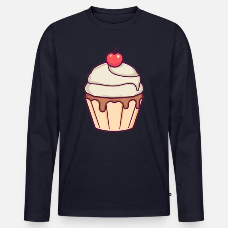 Cupcake backen, Bäckerei, Konditorei - Männer Premium Bio Langarmshirt - Navy