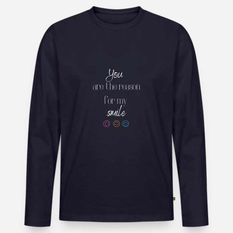 Smile - Männer Premium Bio Langarmshirt - Navy